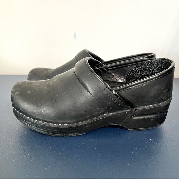 Dansko Professional Matte Black Leather Platform Slip On Clog Shoes Size 36 - Picture 9 of 16